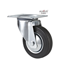 Meilleures ventes mondiales - Roue pivotante en caoutchouc élastique noir de 3, 4, 5, 6, 8 pouces - 360° °   Roulettes industrielles pivotantes pour chariots et machines