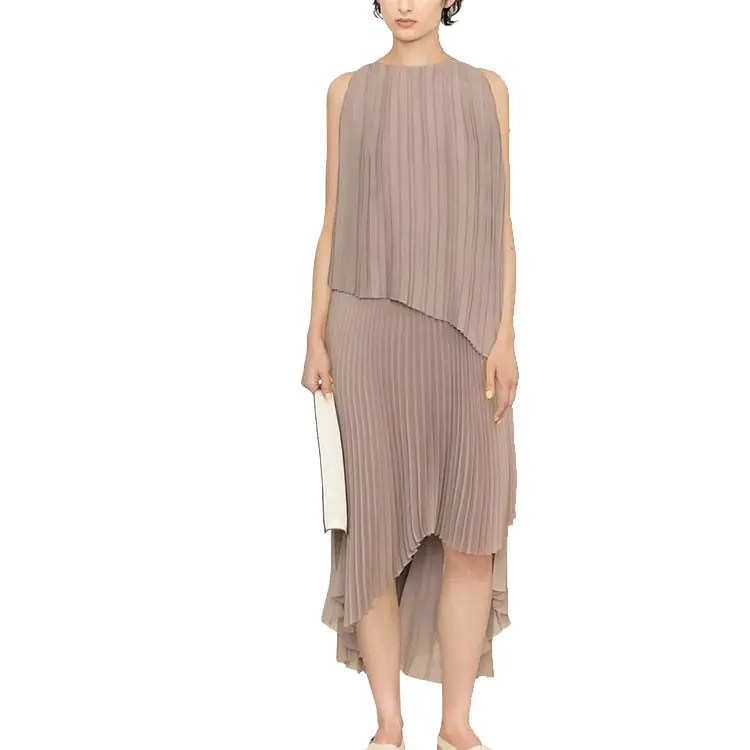 חדש הטוב ביותר מזדמן שמלה עבור בנות שרוולים shift טוניקת קפלים שמלת פופלין midi נשים מקרית סימטרי שמלות