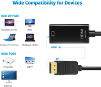 Câble adaptateur DP vers HDMI, convertisseur de port DP vers HDMI HDTV, mâle vers femelle, 1080P 4K pour projecteurs HDTV, écrans PC