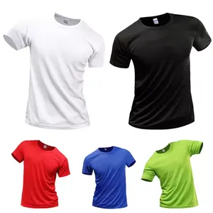 Stock Mens Blank Polyester Tshirt Plus Size Breathable T-Shirt Custom Quality Printing Sublimation Solid Color T Shirts