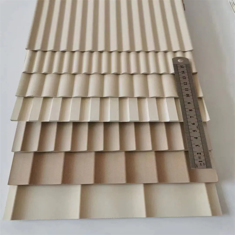 600*2400Mm 3d Houtpulp Flexibele Mdf Kast Deurpanelen Reliëf Board Serie Decoratief Bord Mdf Decoratief Geribbeld Mdf