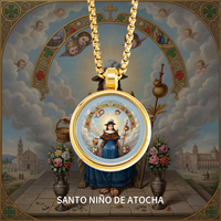 Lot de souvenirs de bénédiction Santo Nino Atocha en acier inoxydable plaqué or 3D pour rétroviseur de voiture, artisanat