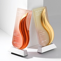 Trophée en cristal personnalisé pour récompenses de réunion annuelle d'entreprise, célébration d'anniversaire, avec personnalisation par impression couleur