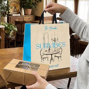 Customized Logo Print Eco-Friendly Biodegradable Recyclable Disposable <b>Coffee</b> Bakery Afternoon Tea <b>Takeaway</b> Kraft Paper Bag - Product Image 4