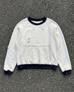 Sweat à capuche décontracté streetwear personnalisé pour homme, effet délavé, patchwork à carreaux personnalisé, manches contrastées - Product Image 1