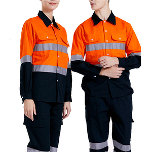 Bán buôn bông cơ khí công nghiệp cam dài tay áo phản quang xây dựng bảo hộ lao động biểu tượng tùy chỉnh người đàn ông làm việc Hi VIS Áo sơ mi - Product Image 1