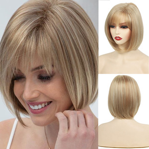 วิกผมบ๊อบสั้นตรงสำหรับ<span class=keywords><strong>ผ</strong></span>ู้หญิง แสกข้าง หน้าม้าปัดข้าง ใยสังเคราะห์ <span class=keywords><strong>ผ</strong></span>ลิตด้วยเครื่องจักร ไม่มีเชือก<span class=keywords><strong>ผ</strong></span>ูก แบบยุโรปอเมริกัน - Product Image 3