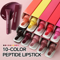 Bálsamo Labial Líquido Hidratante con Sabor a Frutas, SPF, Etiqueta Privada OEM, 10 Colores, Logotipo Personalizado, Péptidos y Manteca de Karité