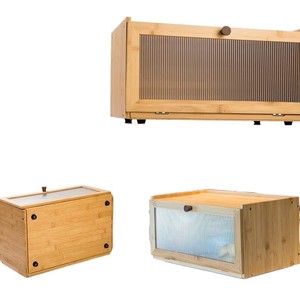 กล่องขนมปังไม้ไผ่ LK-Bread Box 2 ฝาพับ สีไม้ธรรมชาติ สำหรับจัดเก็บขนมและเครื่องปรุงบนโต๊ะ - Product Image 1