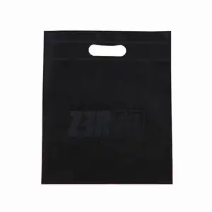 Black Fabric Nonwoven 80gsm Silk Screen Logo Printing Website Network Agent Promotional D Cut Non woven Tote Bag For Sale