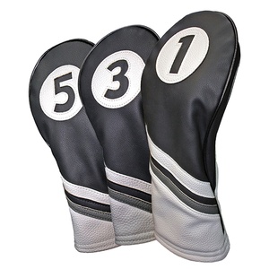 Petite commande personnalisée acceptée, ensemble de couvre-têtes de club de golf personnalisable noir pour bois de driver, hybride, blade, mallet et putter - Product Image 1