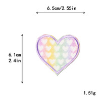 Patchs brodés Cœur Pailleté, Cœur Écaille de Diamant Arc-en-ciel, à thermocoller DIY pour Vêtements et Sacs