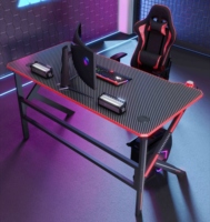 Offre Spéciale maison noir bureau d'ordinateur jambes en forme de K Table de joueur lumière LED ensemble de bureau Table de jeu RVB