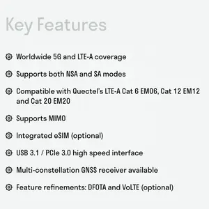 Quectel RM510Q-GL 5GモジュールIoT/eMBBアプリケーション用のNSAモードとSAモードの両方5Gモジュール