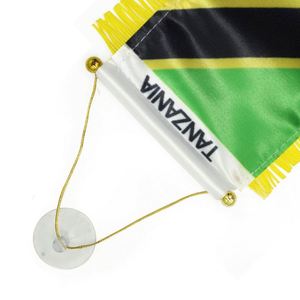 ธงซาตินแทนซาเนียแบบกำหนดเอง ธงติดรถยนต์ขนาดเล็ก พร้อมพู่สีเหลือง - Product Image 3
