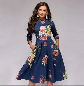 Женское Платье макси с винтажным цветочным принтом, летнее элегантное платье, женские повседневные платья