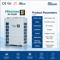 Unité extérieure VRF Hisense HI-FLEXI série S pour les projets de bureaux, d'hôtels, de centres commerciaux, d'hôpitaux, de villas et d'écoles