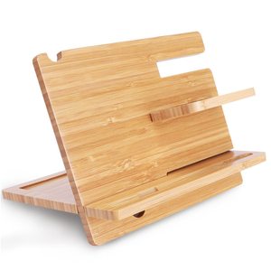 Support de téléphone en bambou, organiseur de bureau avec porte-portefeuille et support de montre pour le bureau et la table de chevet - Product Image 3
