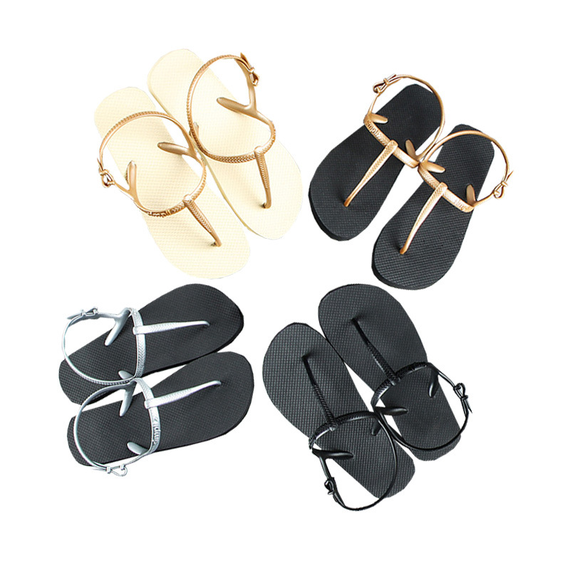 Custom Logo PVC Sandals Women 2023 Girls PVC Flat Bottom Leisure Beach Filp Flops