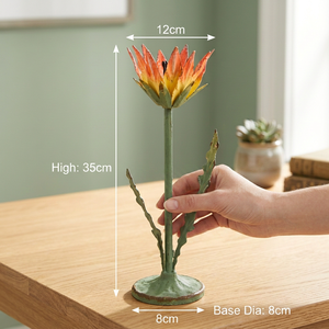 Iron Flower <b>Candle</b> Stand with <b>Pink</b> Yellow Bloom Green Stem Home Decoration Durable Metal Craft - Product Image 2