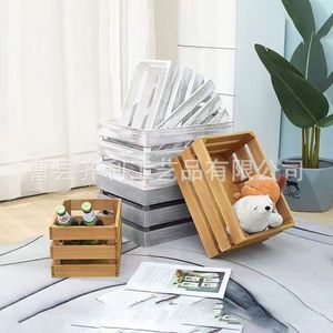 Wooden Crate <b>Storage</b> Box <b>Stackable</b> Rectangular Wood Box For Home Organization Multipurpose Decorative <b>Container</b> - Product Image 3