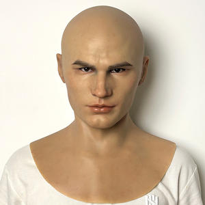 Masques de fête pour hommes hautement réalistes avec cheveux, masque de tête en silicone réaliste, masque d'Halloween, accessoires de cinéma pour acteurs - Product Image 5