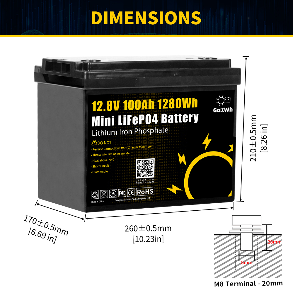 GoKWh EU Stock 12V 100Ah 3.2V Battery Lifepo4 Lithium Iron Phosphate 200Ah Rechargeable Lithium Ion Lifepo4 Phosphate Battery · image 4