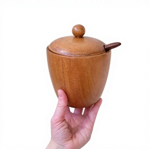 Classic Wooden <b>Storage</b> <b>Jar</b> with Wooden Lid 250mL Capacity <b>for</b> Spice <b>Storage</b>-Eco-Friendly & Durable - Product Image 2