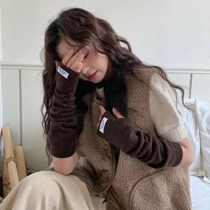 Gants longs sans doigts femmes mitaines hiver chauffe-bras tricoté bras manches <span class=keywords><strong>Fine</strong></span> décontracté doux filles vêtements gant pour femmes coréen - Product Image 2