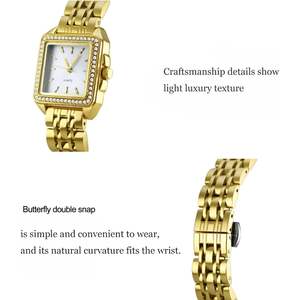 Montre-bracelet carrée de luxe BESTKANG pour femme en acier inoxydable, montre à quartz dorée tendance et étanche – Nouvelle collection - Product Image 6
