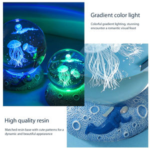 Base de resina LED Ocean Sea Crystal Ball Light Luminous Medusas Glass Ball Night Light Cambio de color <span class=keywords><strong>3D</strong></span> Crystal Ball Nights <span class=keywords><strong>Lamp</strong></span> - Product Image 3