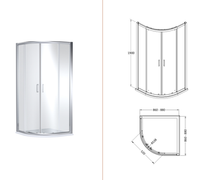 Cabine de douche coulissante à double ouverture moderne avec cadre en verre trempé pour les chambres d'hôtel - Product Image 2