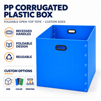 Boîte en plastique ondulé PP pliable, taille personnalisée, avec ouverture supérieure et poignées encastrées pour le stockage et la manutention en entrepôt
