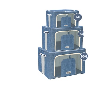 Contenitore pieghevole porta vestiti scatola Oxford rivestito in tessuto pieghevole contenitore impilabile <span class=keywords><strong>Organizer</strong></span> <span class=keywords><strong>armadio</strong></span> con finestra trasparente - Product Image 6
