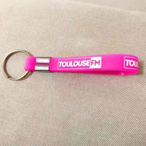 Hot Sales Cheap Custom Silicone Wristband Keychain Bracelet Lanyard <b>Wristlet</b> Keychain with logo - Product Image 4