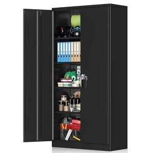 Üretim ofisi çelik dolap Metal depolama kutusu dosya dolabı 4 ayarlanabilir raflı demir 2 kapılı Metal dolap - Product Image 1