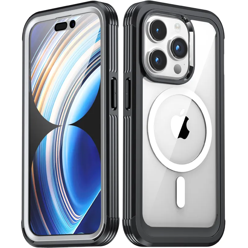 360 Degree Full Body Case for iPhone 15 Plus 15 Pro Max Soft Silicone Shockproof Transparent Wireless Charger Phone Case