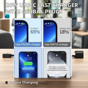 Para <span class=keywords><strong>iPhone</strong></span> 15 16 20W USB C <span class=keywords><strong>Cabezal</strong></span> de carga rápida Tipo C PD3.0 Adaptador de viaje Android <span class=keywords><strong>cargador</strong></span> de pared de teléfono universal - Product Image 4