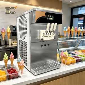 เครื่องทำไอศกรีมนุ่มแบบตั้งโต๊ะ 2 คอมเพรสเซอร์ แบบตั้งพื้น ประหยัดพื้นที่ เครื่องทำไอศกรีมนุ่ม 3 รสชาติ พร้อมปั๊มลม - Product Image 1