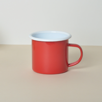 Tazas de esmalte de hierro de simplicidad clásica personalizadas Impresión corta pintada a mano con borde de plata inoxidable-como taza de regalo