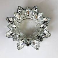 Grand bougeoir chauffe-plat en cristal de fleur de lotus de revêtement argenté pour le grand MH-Z0488 de bougie de pilier