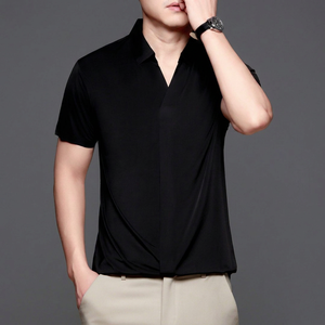 IStapromo Gifts - Polo de golf para hombre con cuello en V, camiseta de alta elasticidad sin costuras, blusa con cuello de solapa, top ajustado - Product Image 1