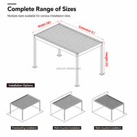 Pergola à lames orientables en aluminium 3x3m, toit motorisé à lames orientables, stores électriques à 4 côtés, pavillon de jardin extérieur