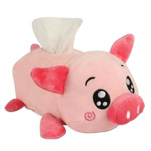 Sevimli sevimli kağıt peçete durumda araba kağıt peçete kutusu özel taşınabilir peluş domuz hayvan peçete kutu tutucu - Product Image 2