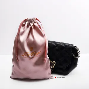 Wholesale High Quality Custom Logo Satin Drawstring Bag Luxury Perfume Party Gift Dust Jewelry Pouch Bag