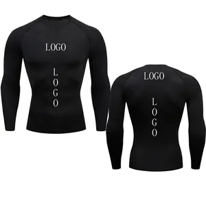 Custom Men Compression Long Sleeve Shirts Men Gym Wear Running Spandex Fitness Wear Tops Club Jersey Slimming Fit