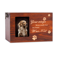 Meilleures urnes de crémation pour animaux de compagnie en gros Urnes en bois Cercueils pour animaux de compagnie avec photo en verre acrylique