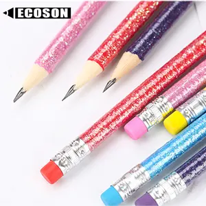 Atacado lápis coloridos glitters-Lápis de grafite redondo geral, lápis de alta qualidade com glitter brilhante para escrita, desenho em madeira