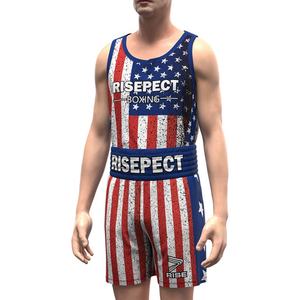 Shorts et débardeur de boxe personnalisés avec drapeau américain sublimé pour hommes, shorts de boxe sur mesure - Product Image 1