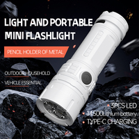 Lampe Torche LED Puissante Mini de Poche USB Rechargeable Haut Lumen EDC avec Éclairage de Travail